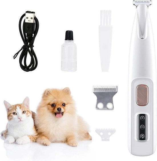 Trimmer professionale per cani - poottrimmer con illuminazione LED per cani - occhi orecchie viso corpo - bianco