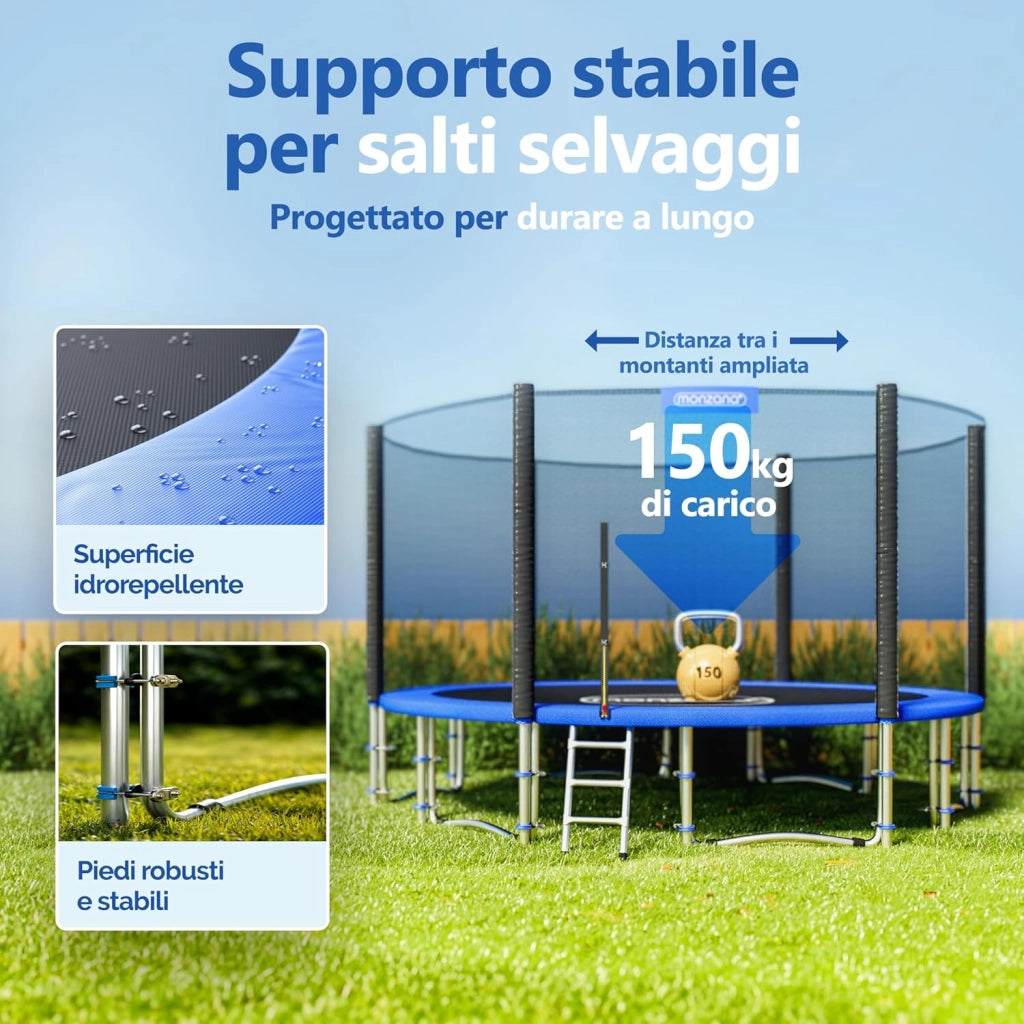 ® Trampolino Ø 183-427cm Set Completo Tappeto Elastico Rete Sicurezza Trampolino Elastico