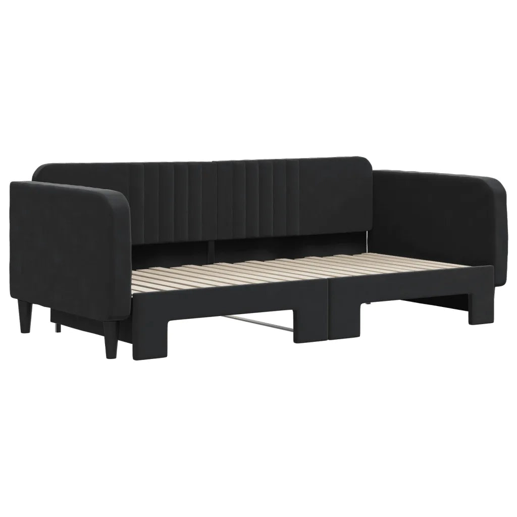 Divano Letto con Letto Estraibile-Sofa Letto-Daybed Nero 90x190 cm in Velluto 364826