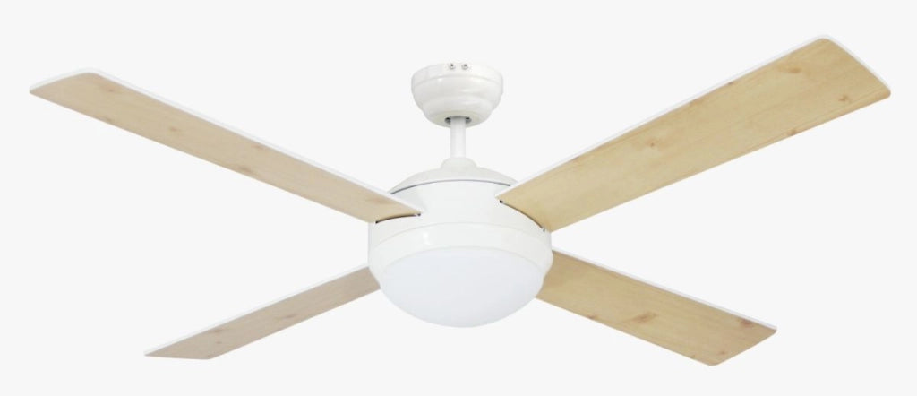 Vam Ventilatore da soffitto 4 bianco con luce e telecomando con sensore temperatura 132 cm