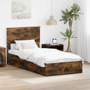 Letto con Contenitore Rovere fumé 90 x 190 cm Legno multistrato