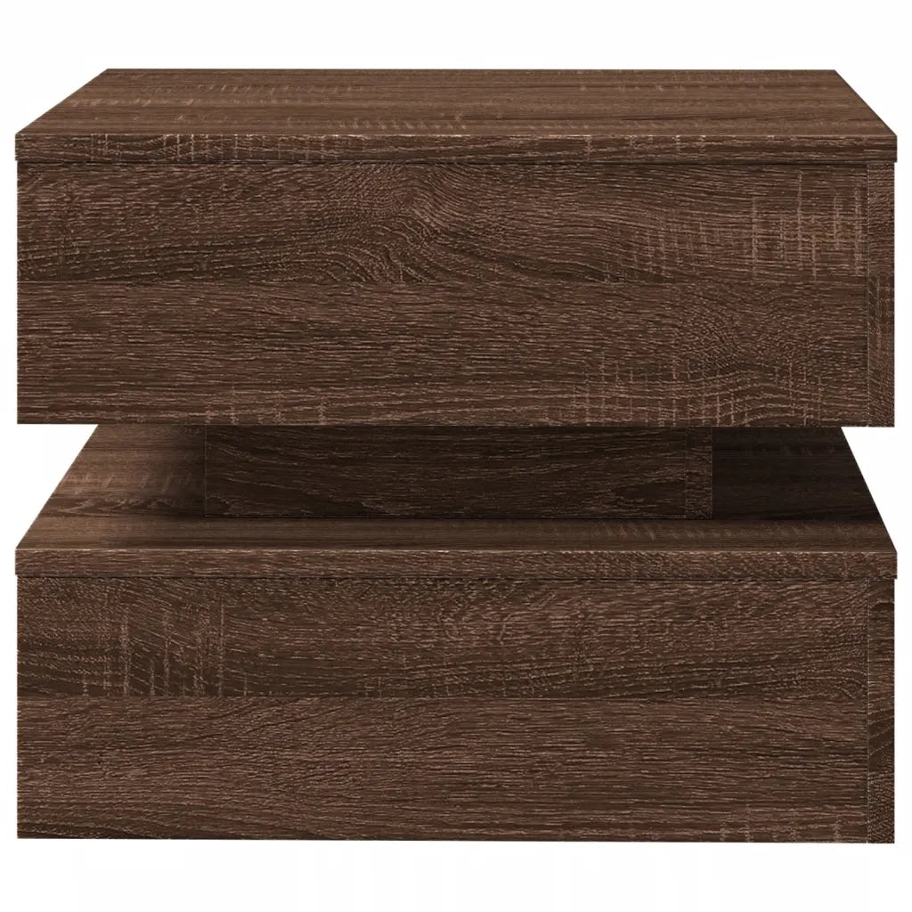 Tavolino da Salotto con Luci LED Rovere Marrone 50x50x40 cm 839860