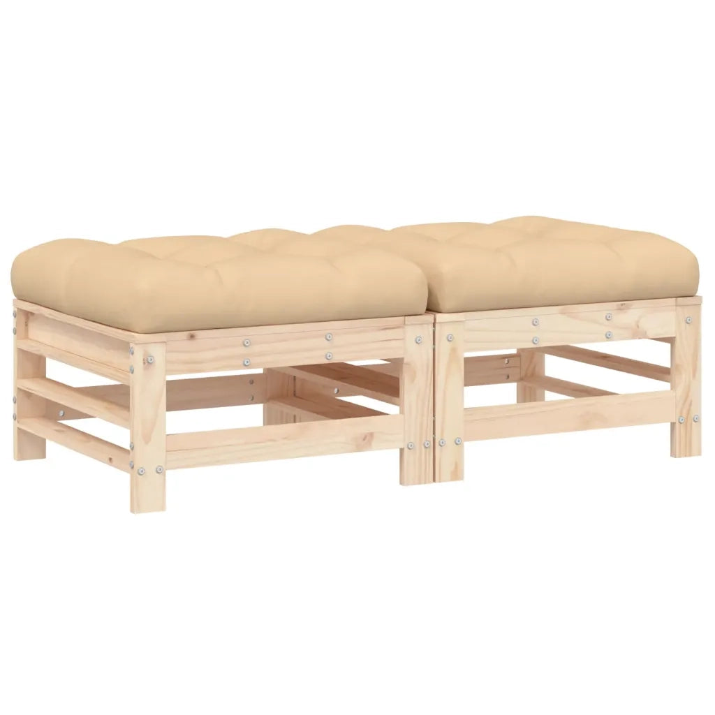 Poggiapiedi da Giardino con Cuscini 2 pz Legno Massello di Pinocod mxl 121153