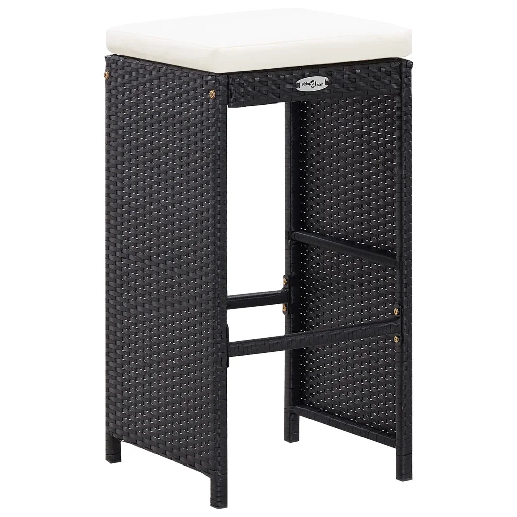 Set da Bar da Giardino 7 pz con Cuscini in Polyrattan Nero 49560