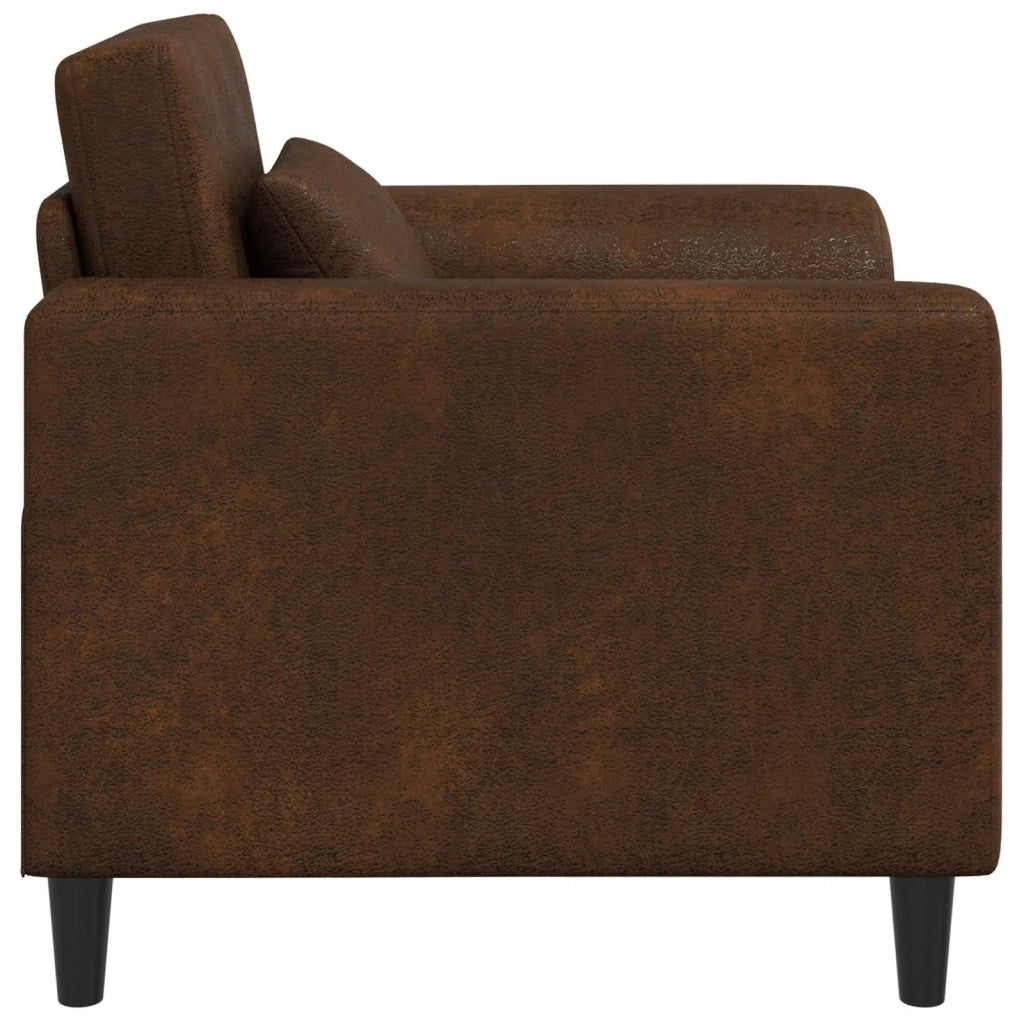 Poltrona-Divano Sedia-Poltroncina Marrone Pelle Scamosciata Sintetica