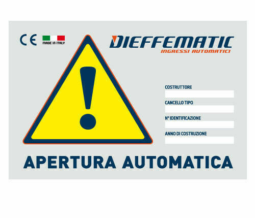 CARTELLO MONITORE DIEFFEMATIC DI SEGNALAZIONE E AVVERTENZA CANCELLO AUTOMATICO