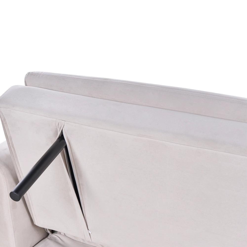 Divano Letto Velluto Beige 3 Posti Click Clack Gambe In Metallo Dorato