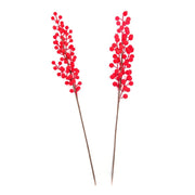 RAMO BACCHE FLOCCATE ROSSE 61CM ASSORTITE PREZZO CAD UNO