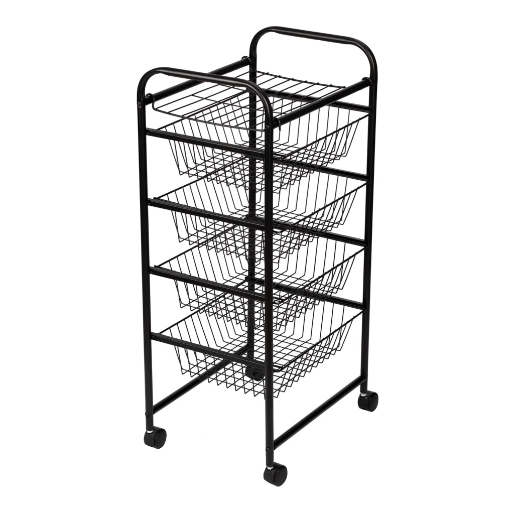Carrello da cucina con ruote 87 x 41 x 31,5 cm con 4 cestelli nero 03_0006794