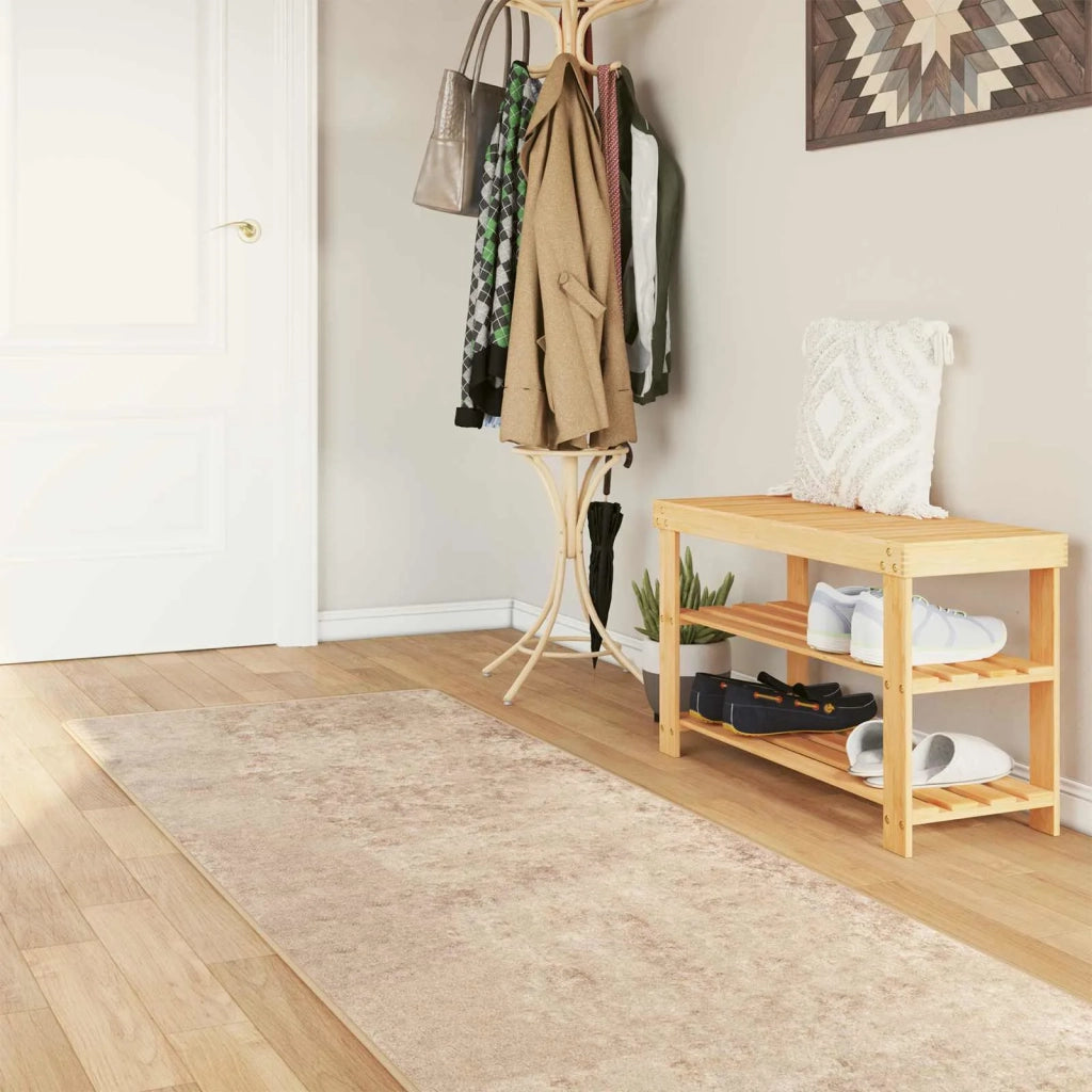 Runner Tappeto MARSA Beige 80 x 450 cm Poliestere e PVC