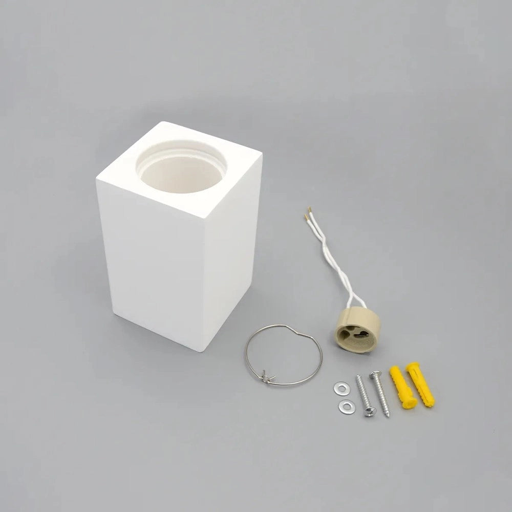 Trade Shop - Porta Faretto Lampada Da Soffitto Quadrato In Gesso Gu10 H110mm Ip20 Gs-c110-q -