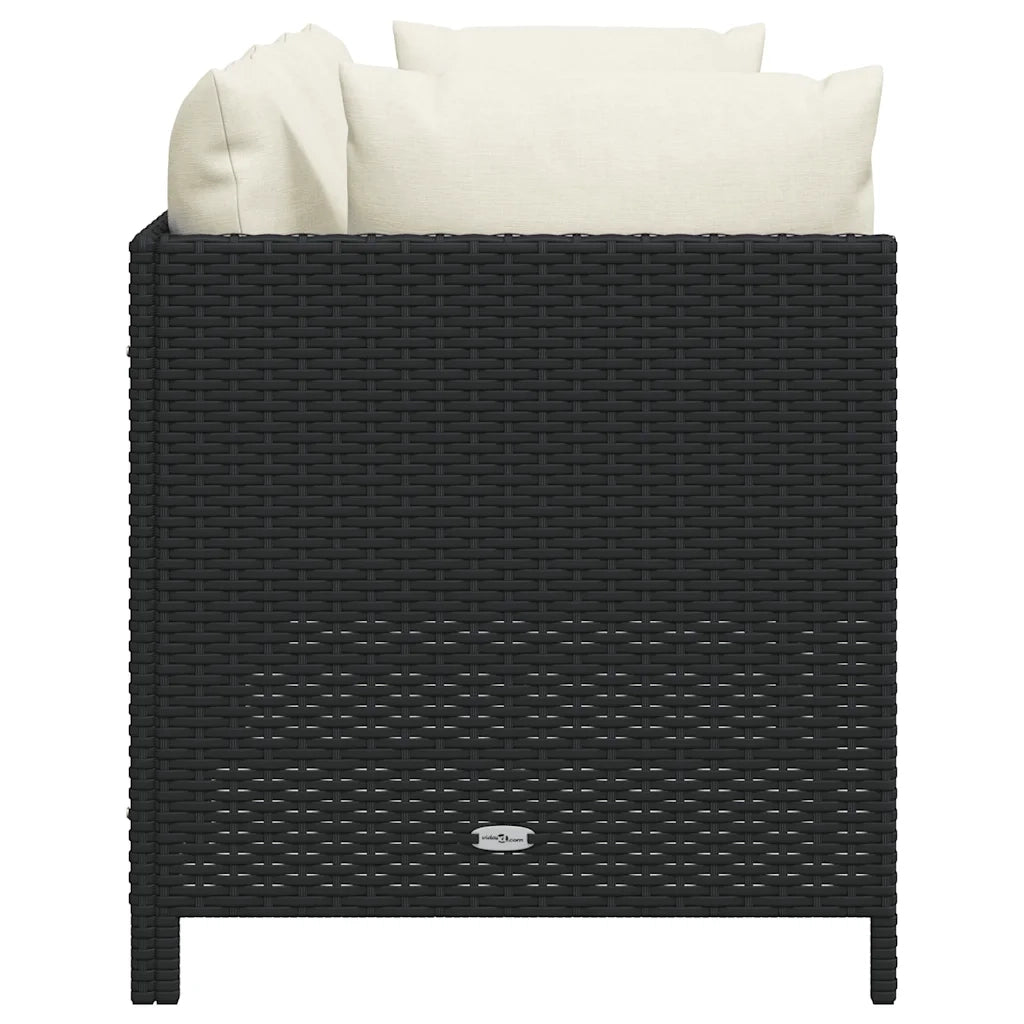 Divano da Giardino a 3 Posti con Cuscini Nero in Polyrattan cod mxl 70674