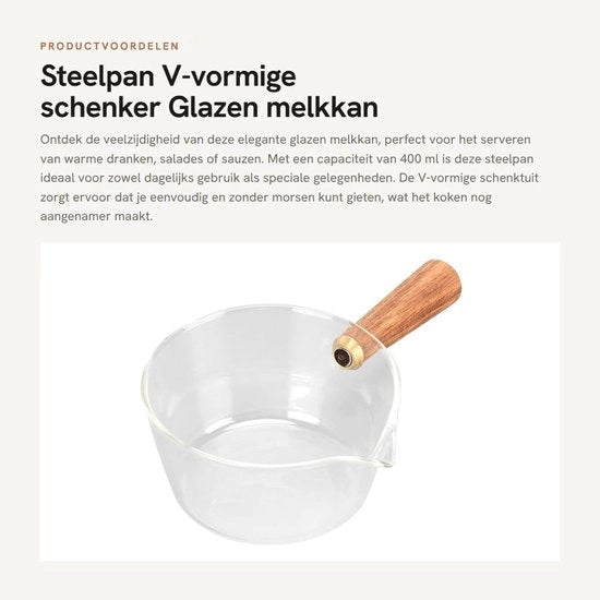 Schenkino a V con manico in legno - Cucina - Bicchiere in vetro borosilicato - 400 ml