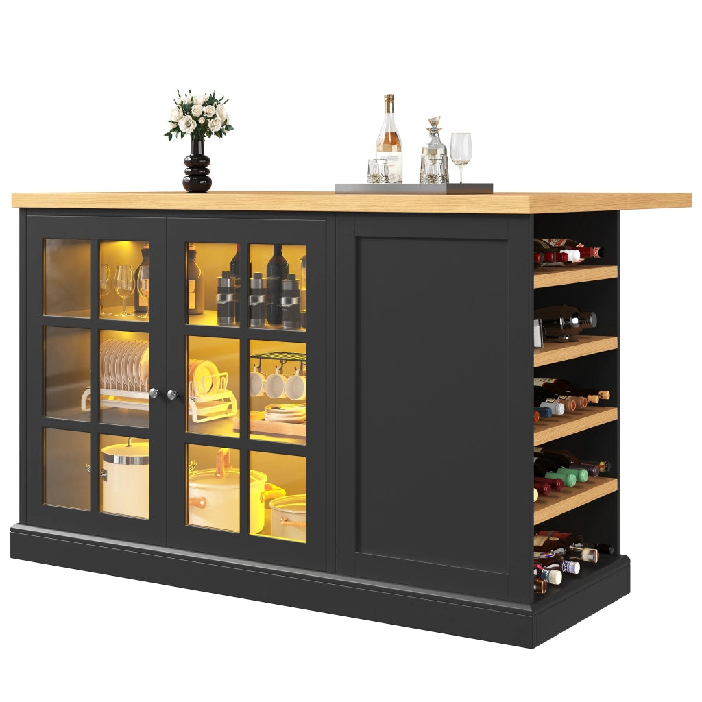 Tavolo Bar Pieghevole con LED e Cassetto ¨C MINIMAL ¨C Nero