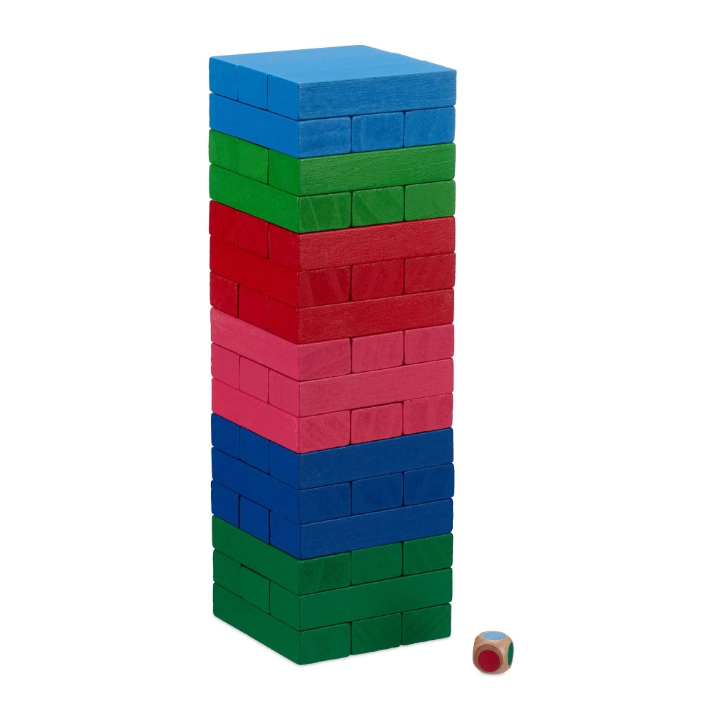 Lotto di 48 blocchi di legno multicolore gioco di impilamento coordinazione 40 x 30 x 30 cm in legno naturale 13_0014333