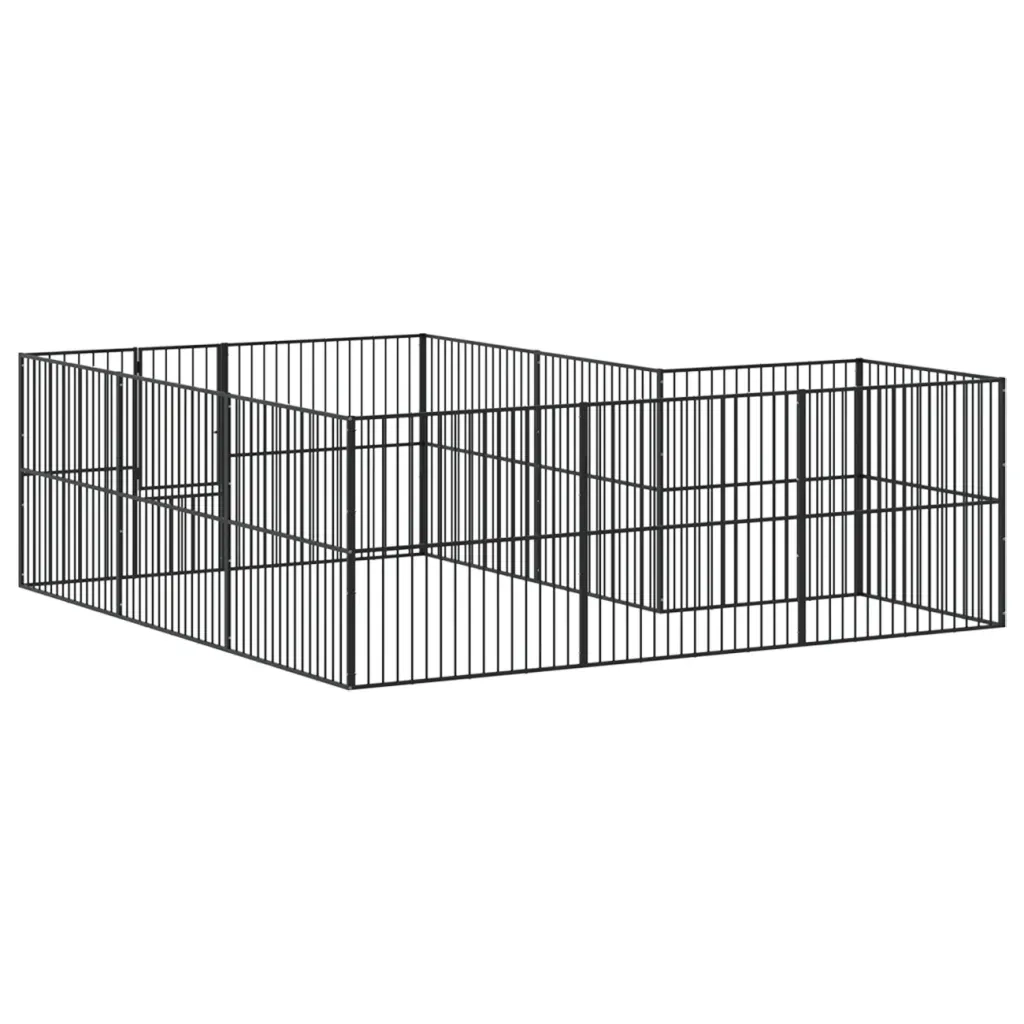 Box per Cani 12 Pannelli Nero Acciaio Zincato CFW6589690