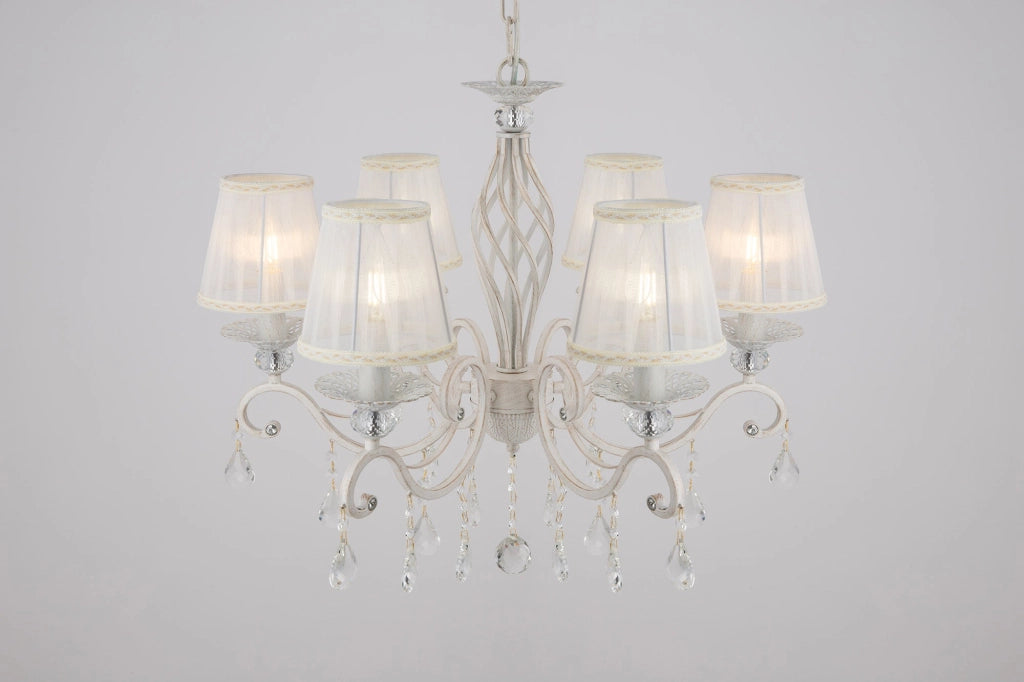 Lampadario Elegant in Metallo Grace Bianco con Oro