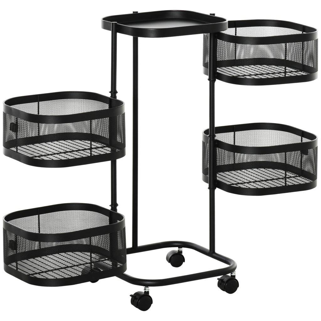 Carrello da cucina rotante con 4 ripiani ¨C zephmum ¨C 33x33x77 cm nero