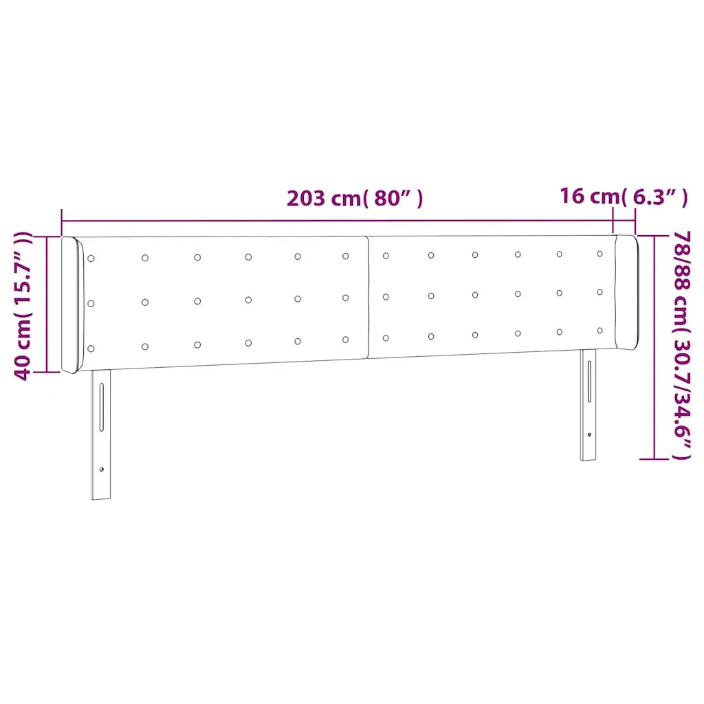 Testiera a LED Blu Scuro 203x16x78/88 cm in Velluto 3123740