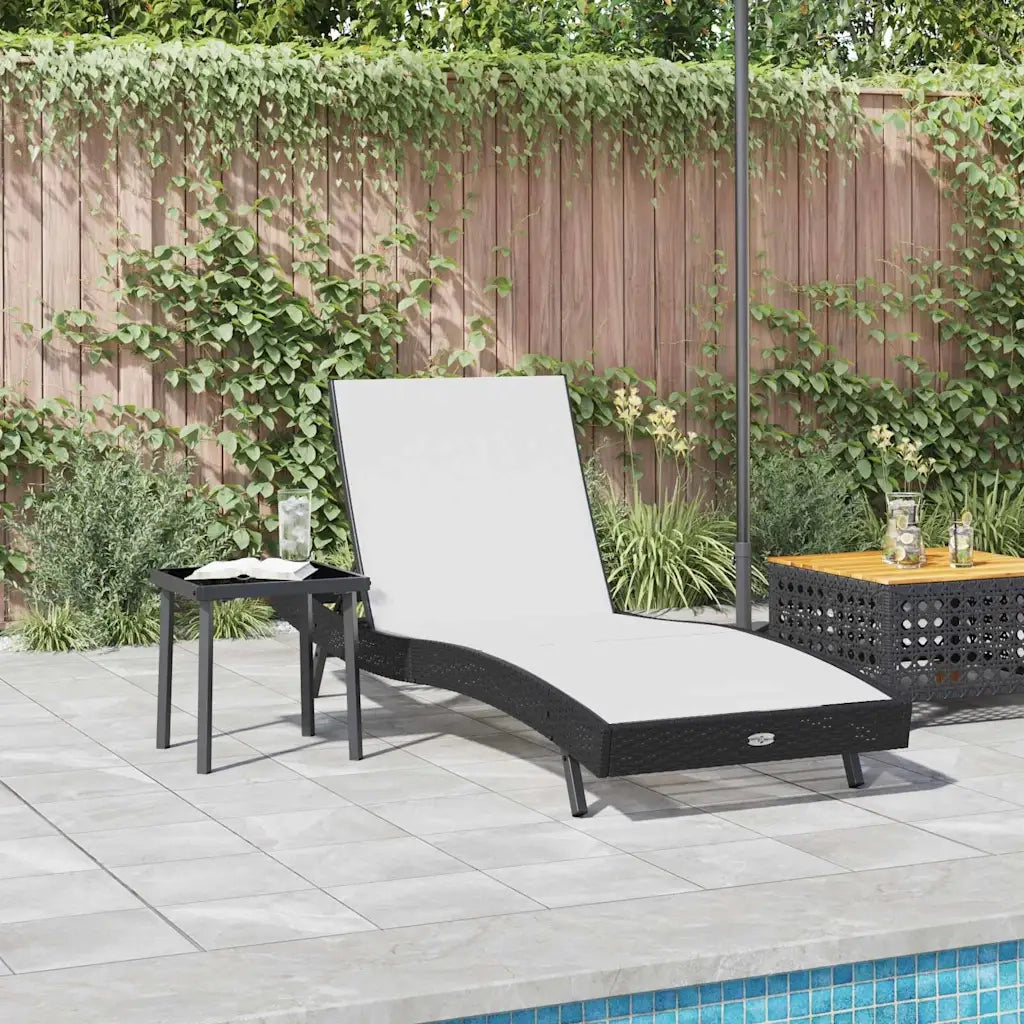 Lettino da sole 2 pcs Nero e Bianco polyrattan