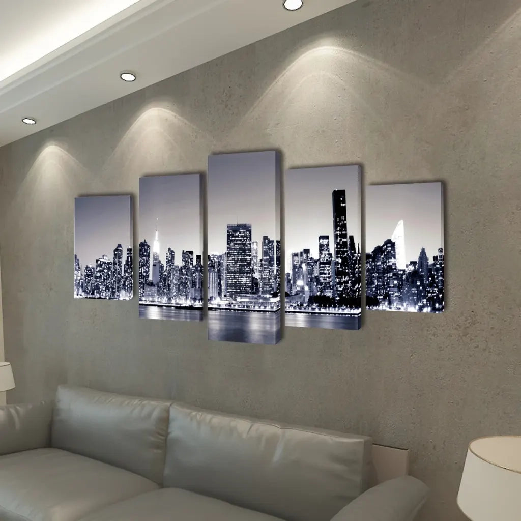 vidaXL Set Stampa su Tela da Muro New York Monocromatico 200x100 cm