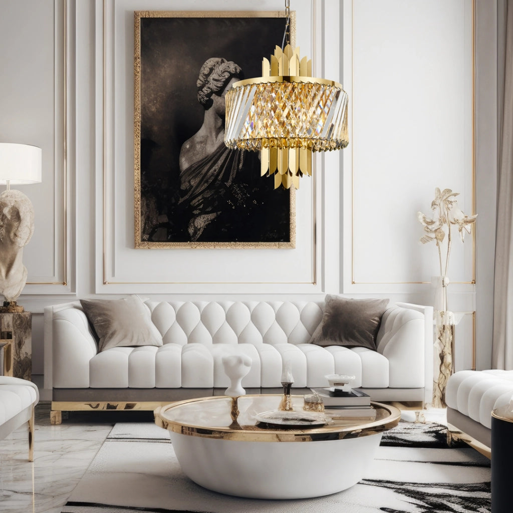 Lampadario cristallo oro glamour Margot 6xE14 40W Milagro