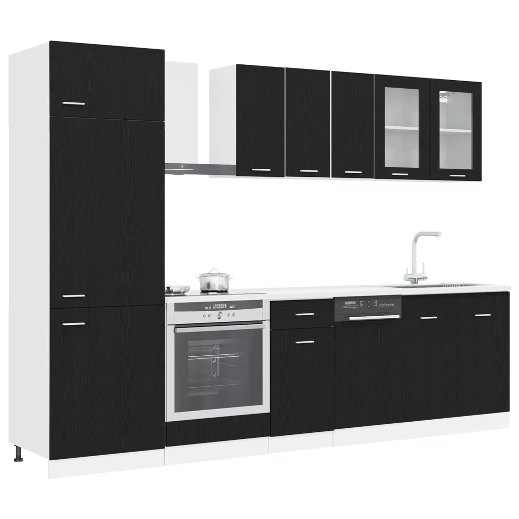 Unità Cucina Lyon 8 pcs Rovere Nero Legno ingegnerizzato 3445843