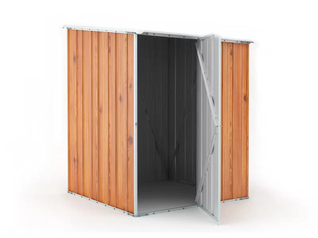 Box in Acciaio Zincato Casetta da Giardino in Lamiera 1.55 x 1.75 m x h2.02 m - 60 KG – 2.71 metri quadri - FINITURA LEGNO