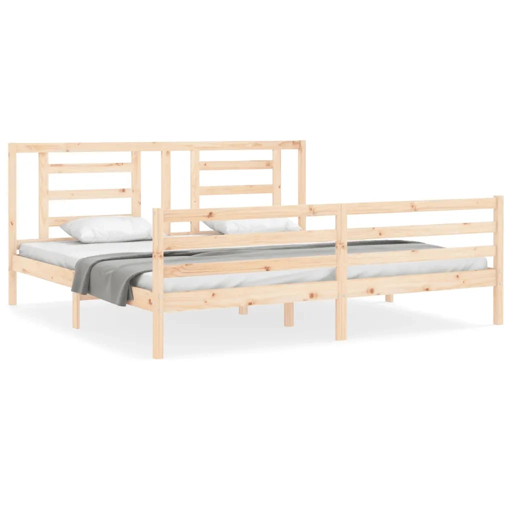 Giroletto con Testiera-Struttura Letto con testiera 200x200 cm in Legno Massello 450633