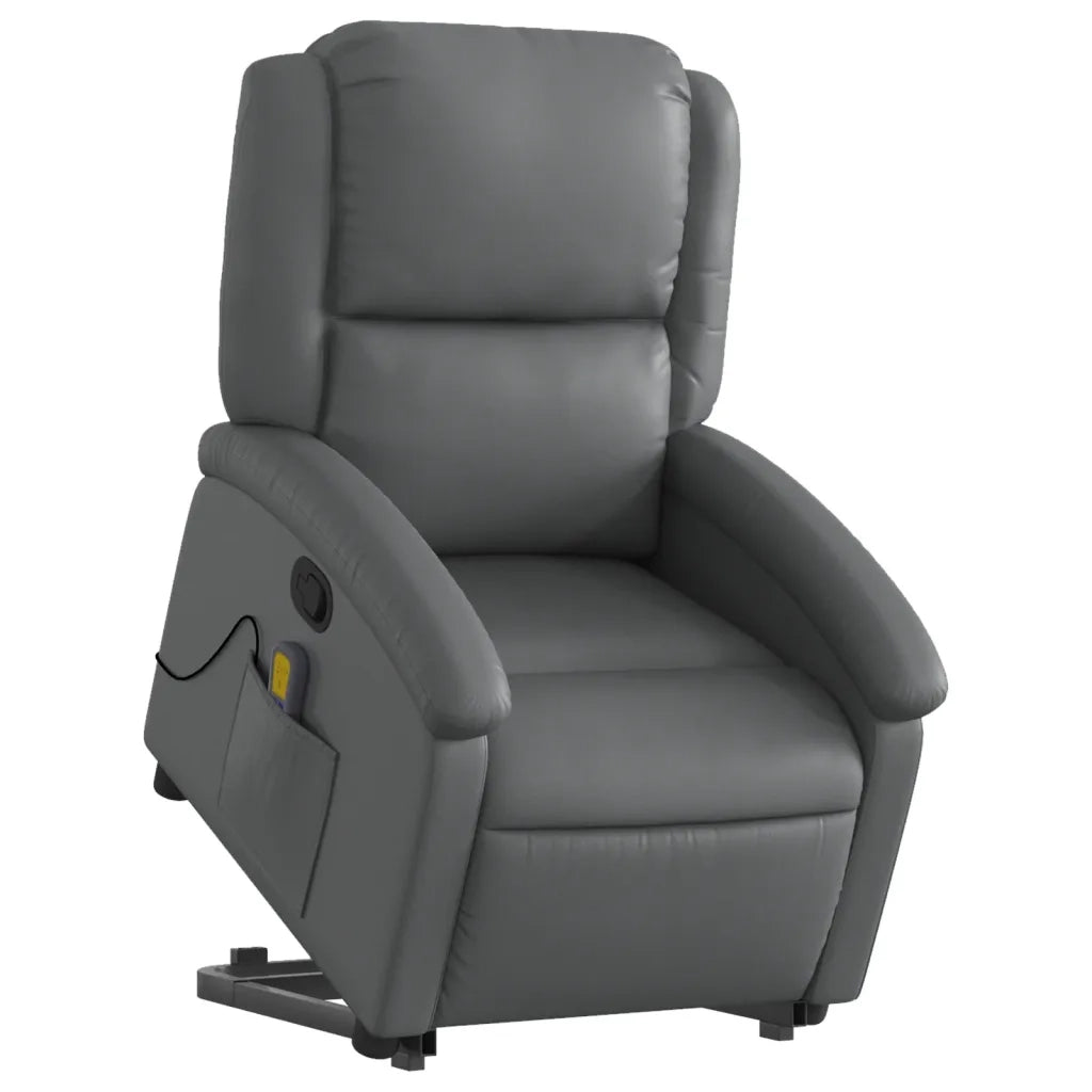 Poltrona Alzapersona Reclinabile Massaggio Grigio Similpelle 3204236