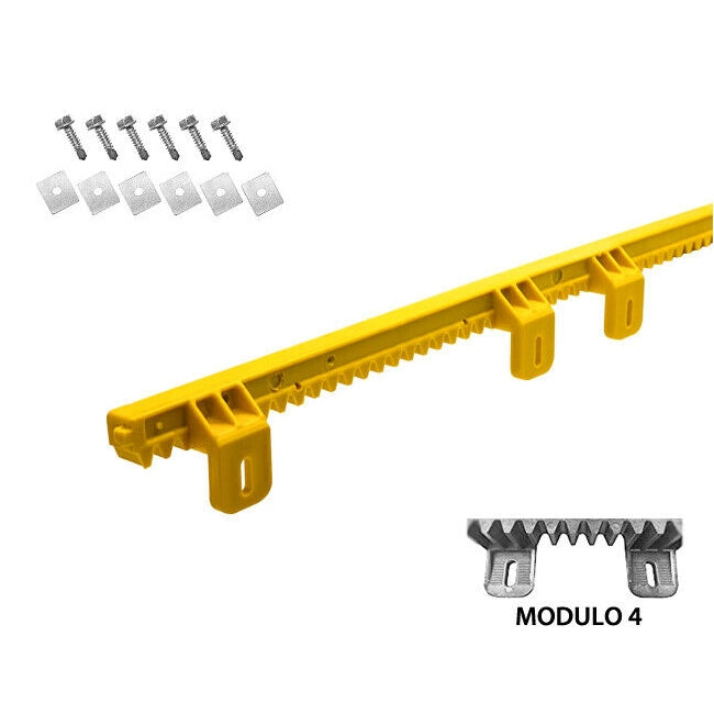 CREMAGLIERA GIALLA IN NYLON MODULO 4 PER CANCELLI SCORREVOLI MOTORE AUTOMAZIONE