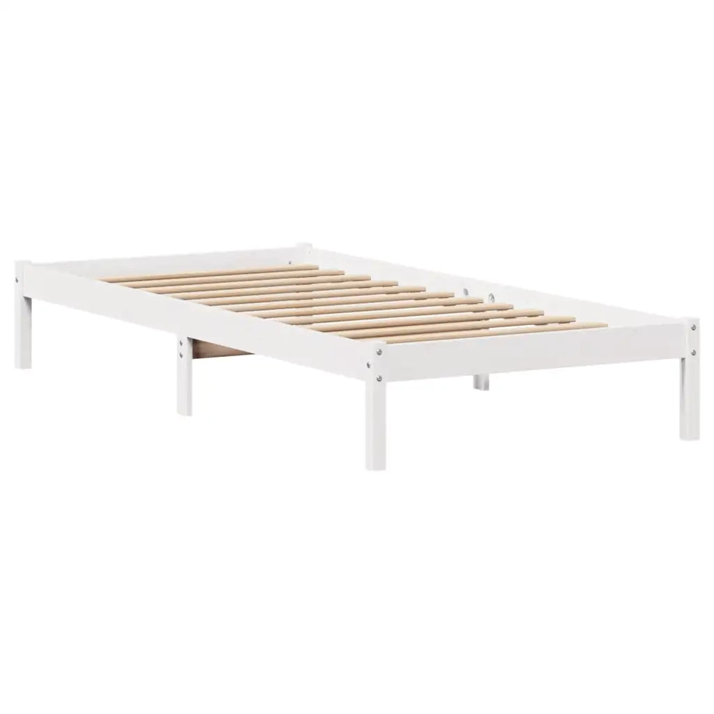 Letto senza Materasso Bianco 75x190 in Legno Massello di Pino 3301421