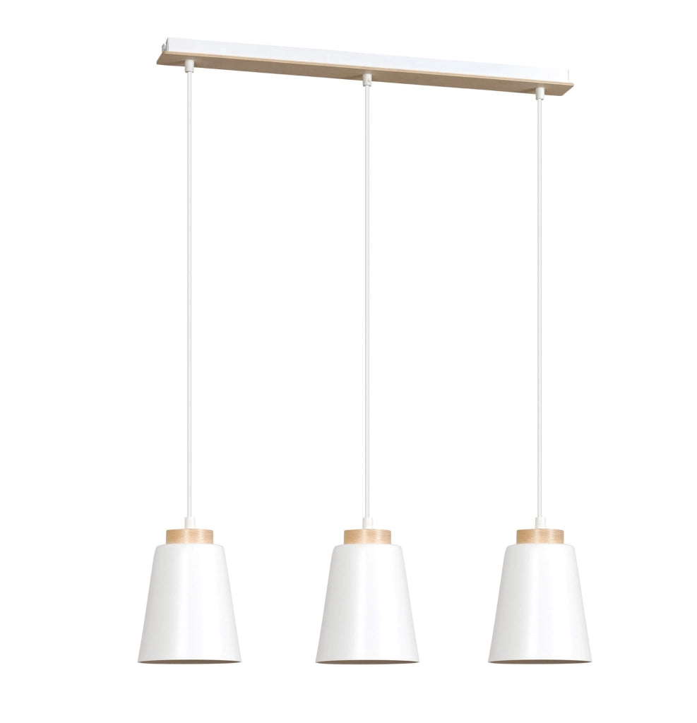 Lampadario Emibig Bolero bianco/legno 3xE27 H100cm IP20