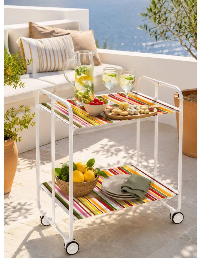 Carrello da cucina pieghevole bianco con ruote BAUHAUS 2 ripiani