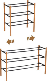 Scarpaio per Scarpe Estensibile a 3 Livelli in Acciaio/Nerone 41-70 x 25 x 45,5cm