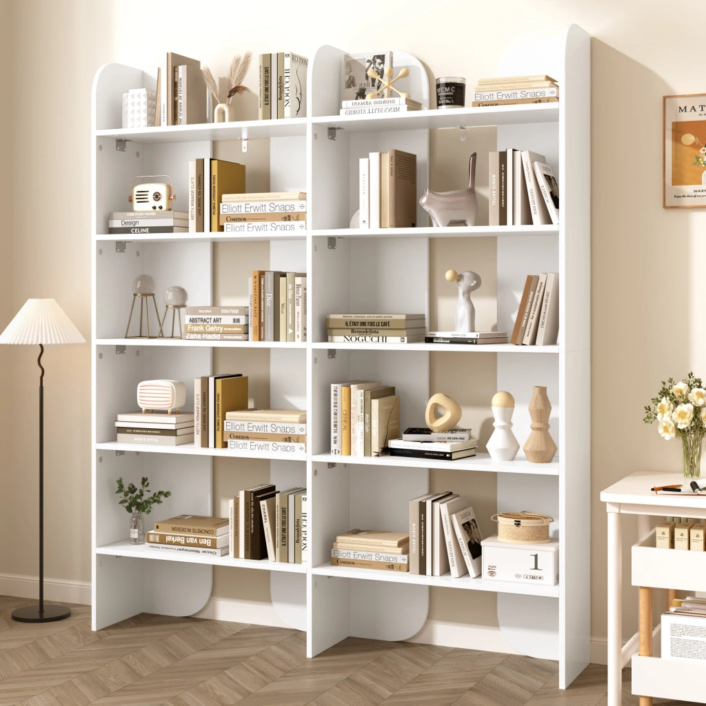 Libreria con 5 ripiani e vani centrali - per soggiorno - in truciolare - 135×25×160 cm - bianco