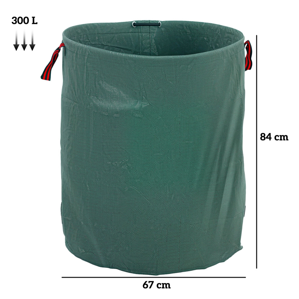 Set 3 Sacchi per Rifiuti da Giardino da 300 L con Manici, Richiudibili e Riutilizzabili, ?67x84 cm, Verde