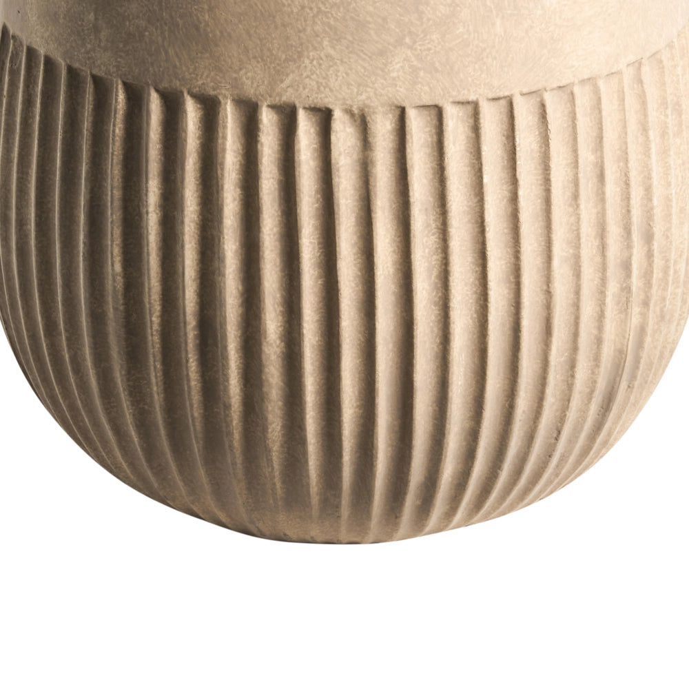 Fioriera beige in fibra di argilla verniciata per interni ed esterni rotonda 36 x 36 x 46 cm alta design moderno soggiorno giardino