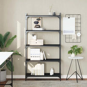 Libreria a 5 Ripiani-Scaffale per Libri-Mobile di Stoccaggio Nera 80x30x154 cm in Legno Multistrato