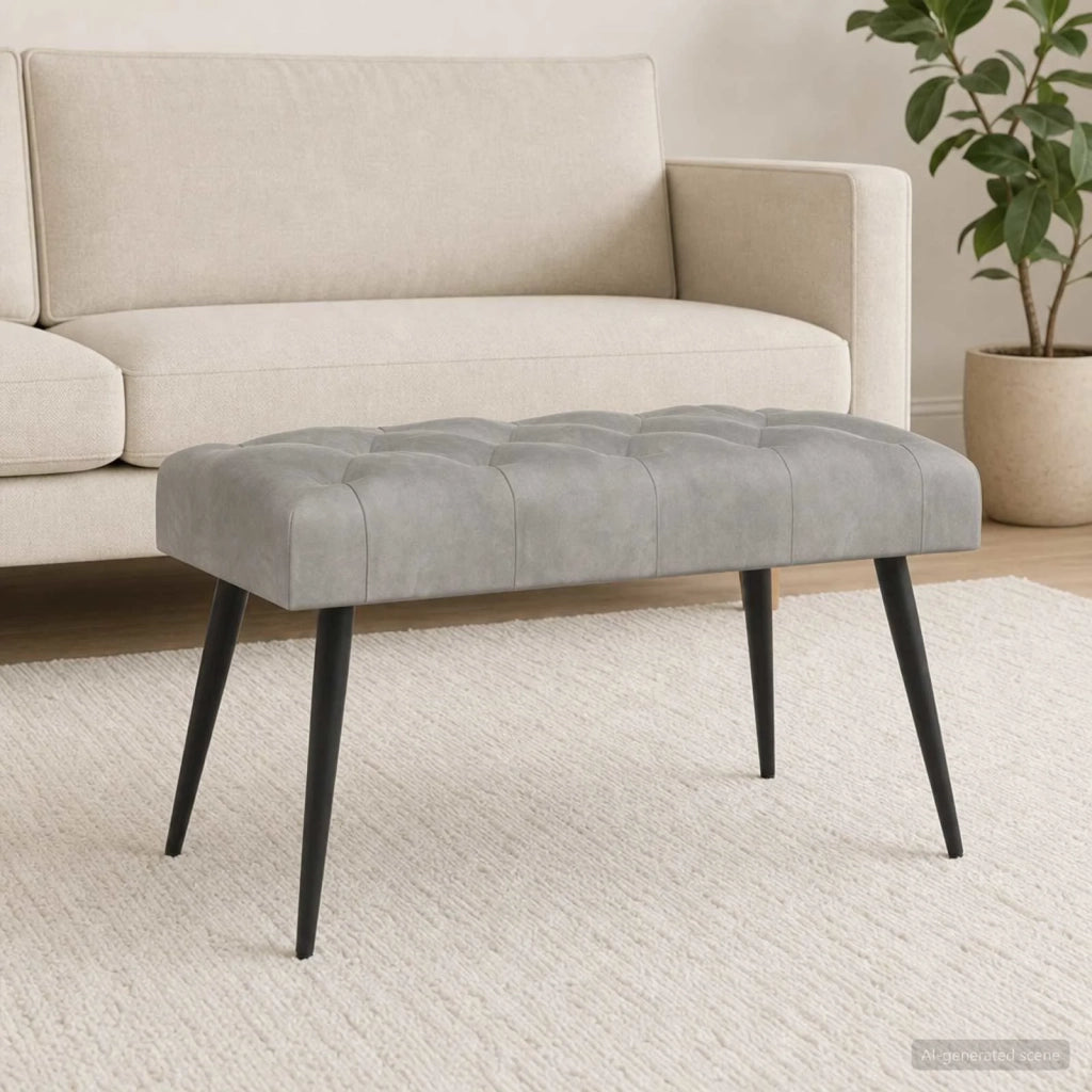 Panchina con bottoni imbottiti Grigio Chiaro 80 x 40 x 46 cm 42038557