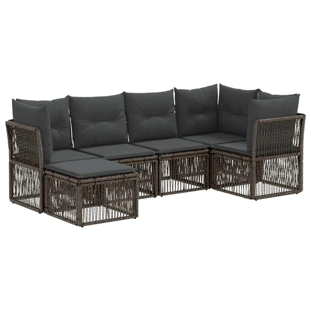 Set Divano da Giardino 6 pcs Grigio polyrattan 3434291