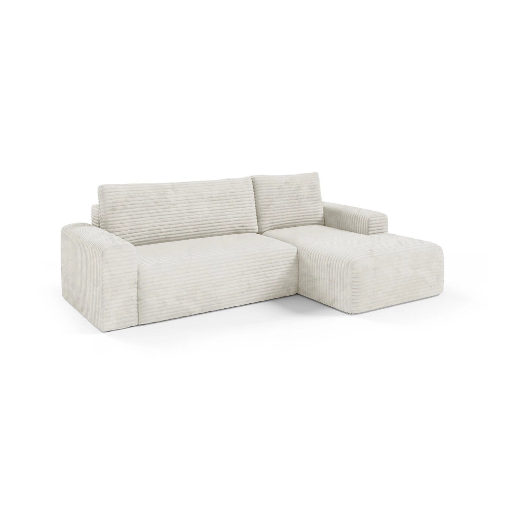 Folgarida, Divano Letto con Penisola Contenitore, 268x163 cm Bianco Crema