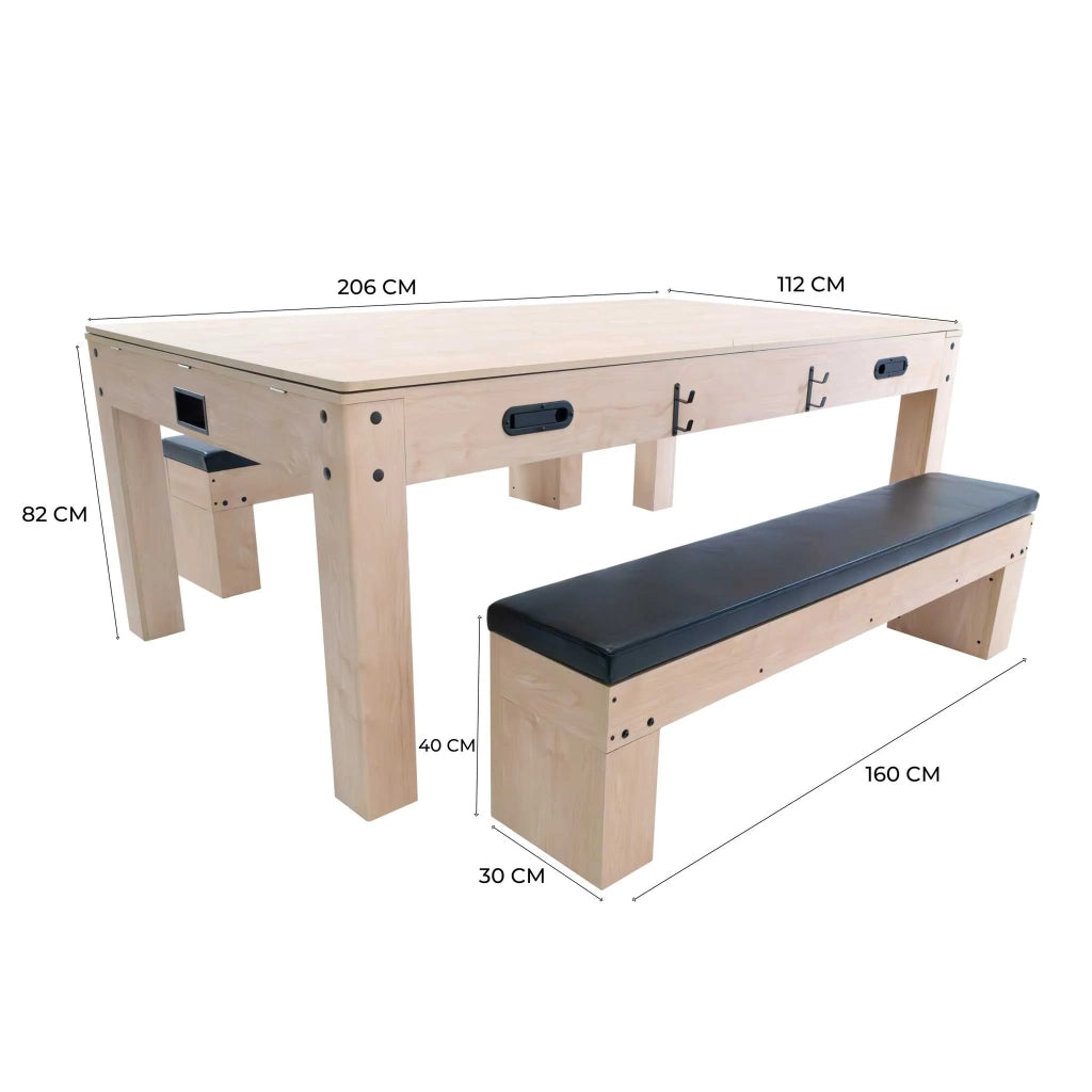 Tavolo Multi Gioco 7-in-1 7ft (213 cm) Beige con 2 Panche Contenitore