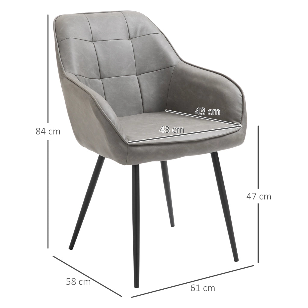Sedia da Pranzo in Finta Pelle e Metallo Nero ¨C zephmum ¨C Grigio 61x58x84 cm