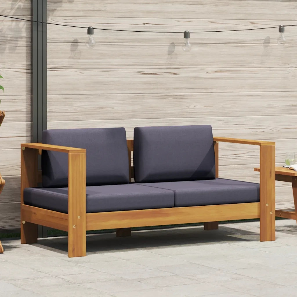 Panca da Giardino con Cuscini 140 cm in Legno di Acacia Grigio 47276