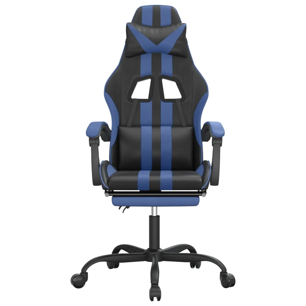 vidaXL Sedia da Gaming Girevole con Poggiapiedi Nero e Blu Similpelle