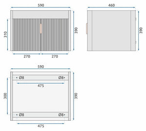 Set Di Mobili Da Bagno Con Lavabo Astor 60cm White