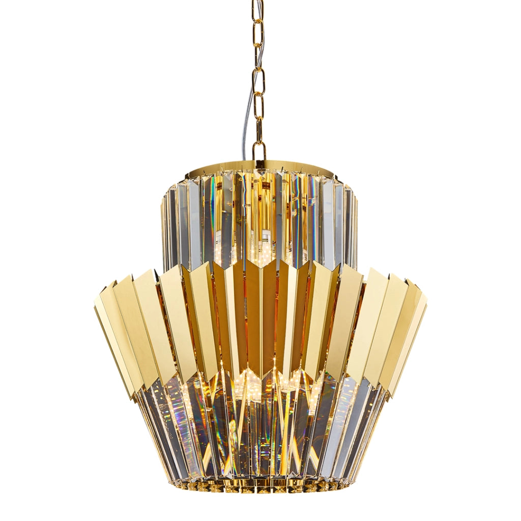 Lampadario cristallo glamour oro Donna 9xE14 Milagro