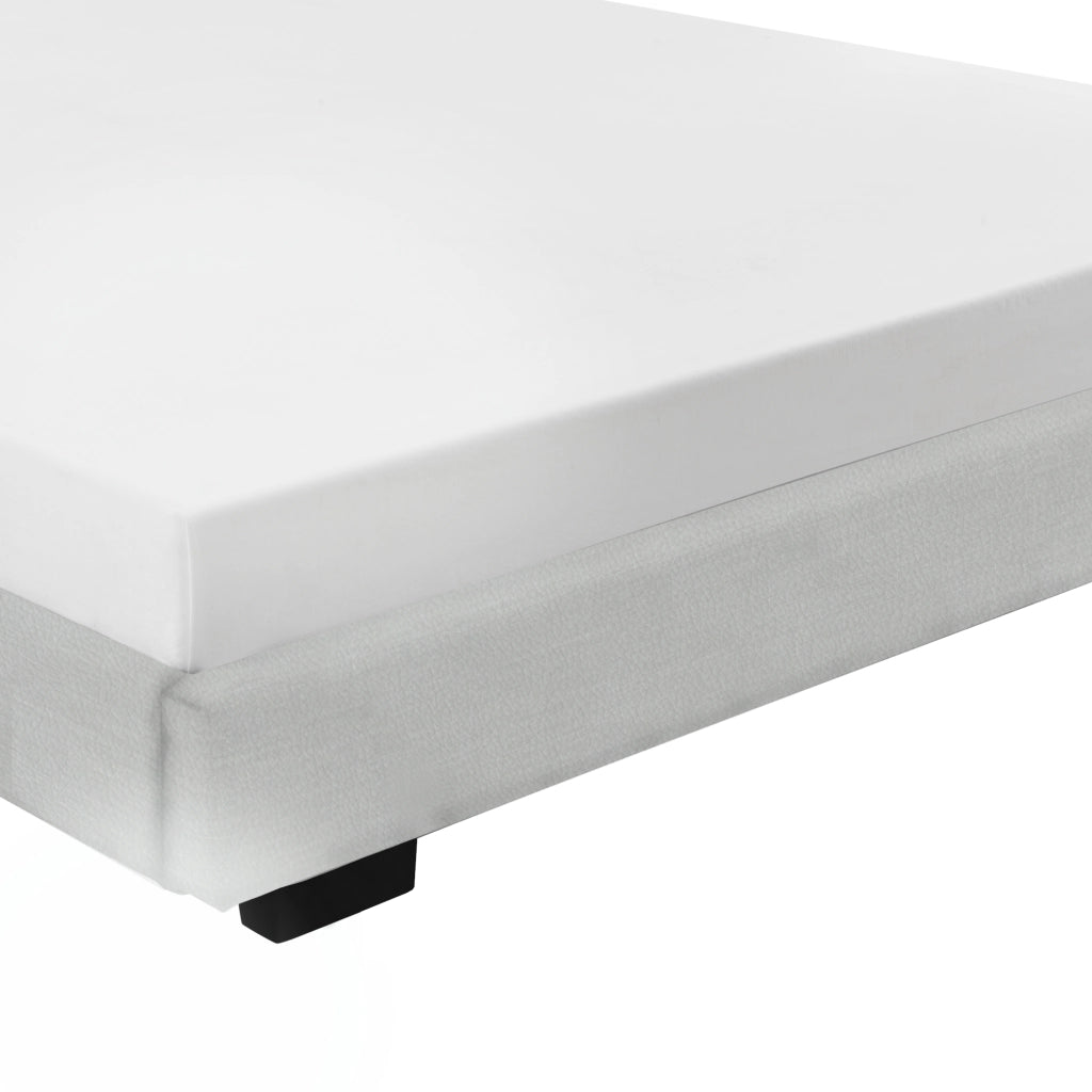 Letto Matrimoniale Hamar 180 x 200 cm Rivestimento in Similpelle Bianco Corium