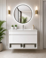 Mobile bagno sospeso con lavabo ORIGENBATH NEBARI con cassetto 100x40 cm bianco